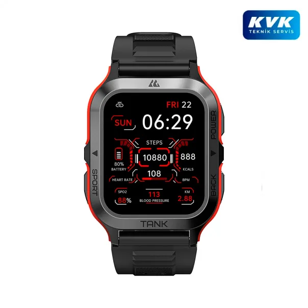 Kospet Tank M2 Akıllı Saat - Kırmızı - KVK Teknik Servis Garantili
