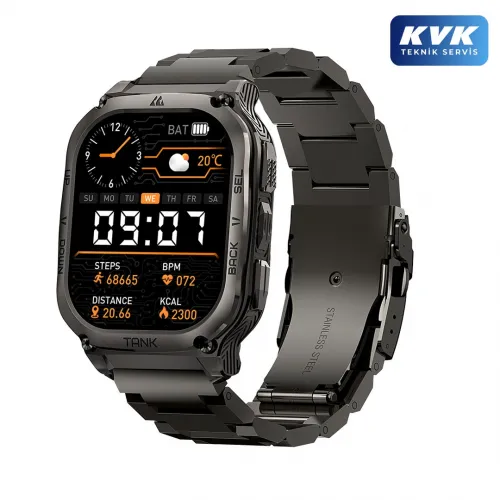 Kospet Tank M3 Akıllı Saat & Metal Kordon - Siyah - KVK Teknik Servis Garantili