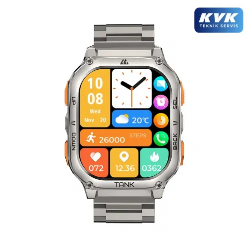 Kospet Tank M3 Ultra GPS'li Akıllı Saat & Metal Kordon - Gri - KVK Teknik Servis Garantili